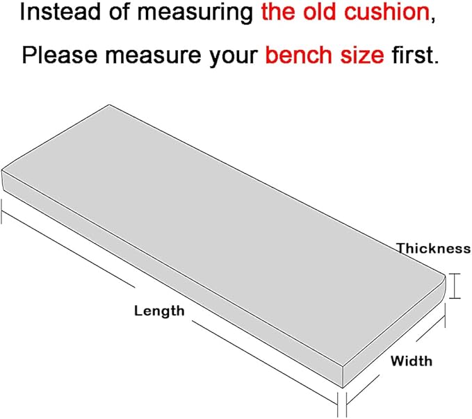 Loveboat Washable Bench Cushion, Non-Slip Bench Pad for Shoe Storage, Window, Piano, Dining 36"x14"x2" Light Grey