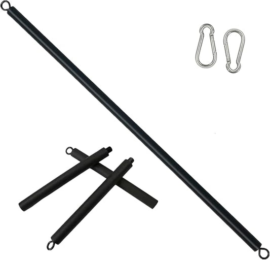 41Inch Resistance Band Bar for Full Body Workout, Portable Detachable Pilates Bar, with 2 Carabineer Clips, Black