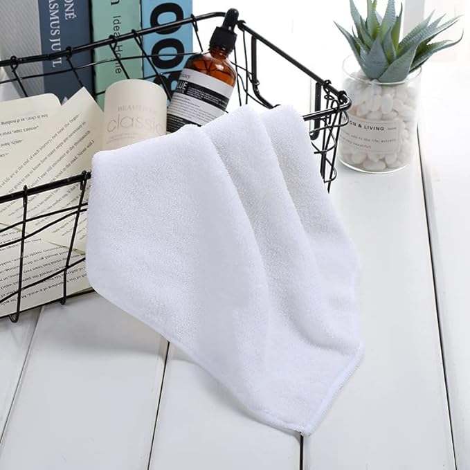 Microfiber Cleaning Cloth-24Pcs (13x13 inch) Ultra Soft Highly Absorbent Rags for Housekeeping-Machine Wash (White)