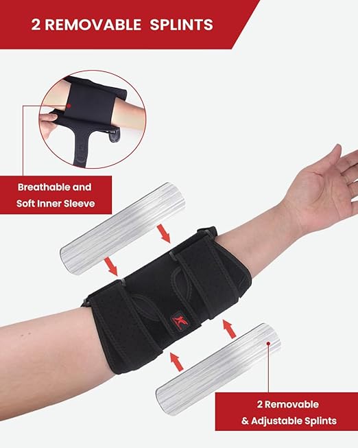 Elbow Brace Comfortable Night Sleep, Cubital Tunnel Syndrome, Ulnar Nerve Entrapment with 2 Removable Metal Splints for Men and Women (L)