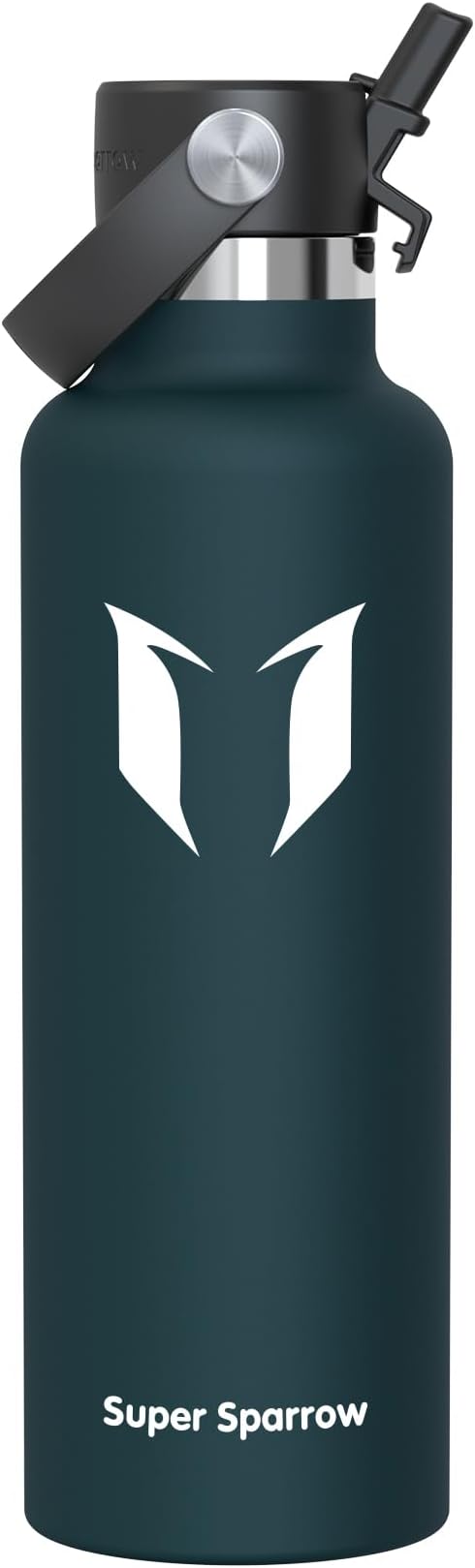 Super Sparrow Insulated Water Bottle - 17 Oz / 25 Oz / 32 Oz - Standard Mouth FlipFlow Flask - BPA Free, Leak Proof Drink Bottle- Ergonomic Straw Water Bottles for Work, Gym, Travel, Sports