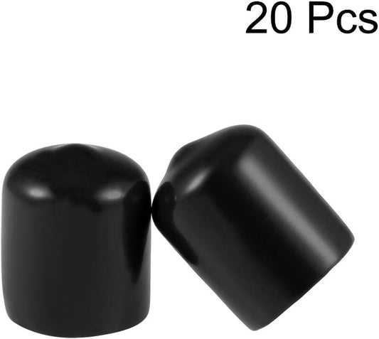 uxcell 20pcs Rubber End Caps 16mm ID Vinyl Round Tube Bolt Cap Cover Thread Protectors Black