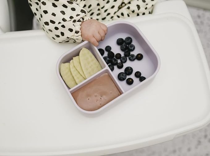 Leak Proof Bento Box Food-Grade Silicone Bento, BPA, Phthalate, Lead, & PVC Free - Bento Lunch Box for Daycare, Kids, & Adults - Leak Resistant Sets With Lids Snack Box Container (Lilac)