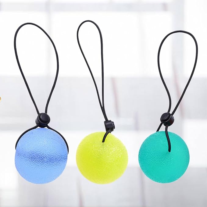 3pcs Silicone Grip Strengthening Balls for Grip Strength Exercise Squeeze Balls with Elastic String Decompression Toys Stress Relief Arm Exercise Equipment