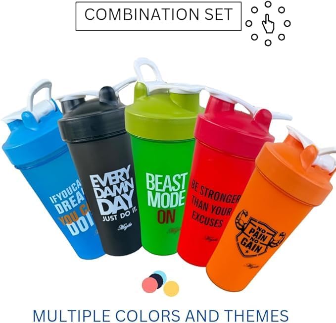 Magiko Blender Shaker Bottles for Protein, 28oz Portable Leakproof Pre-Workout Nutrition Water Bottle, BPA-Free Gym Protein Shaker for Sports & Outdoor Motivational Protein Shaker (Black Green)