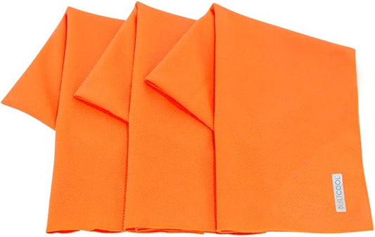 BUILTCOOL Adult Cooling Towel - Men & Women Chilly, Lightweight, Soft, Neck and Face Cooling Towel for Sport, Camping, Hunting, One Size, Blaze, 3 Pack