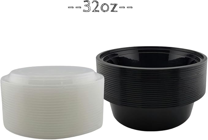 Smygoods Meal Prep Containers 32oz Plastic Take-Out Container with Lids, 1 Compartment, BPA-Free, Microwave Safe, Food Storage Containers with Lids for Lunch, Salad, Bento Box (50 Pack)