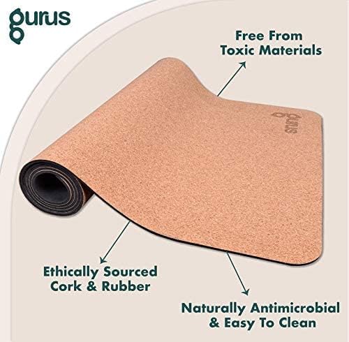GURUS Sweat Proof Durable Cork Yoga Mat Thick Non Slip Exercise Mat for Home Workout