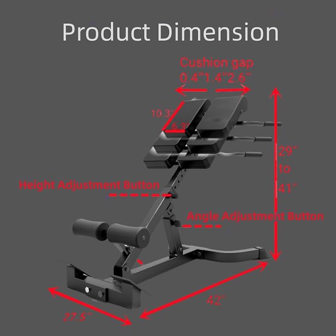 ComMax Roman Chair Back Extension Bench Foldable Workout Bench Machine for Home GYM Adjustable Glute Bench Back Trainer