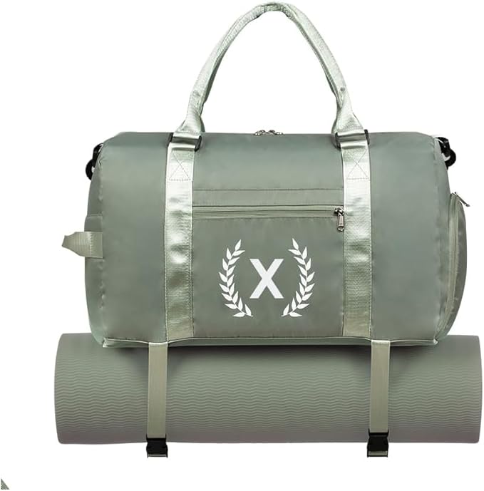 Gym Bag for Women, Personalized Duffle Bag with Shoe Compartment for Yoga & Dance with Wet Pocket and Mat Strap.