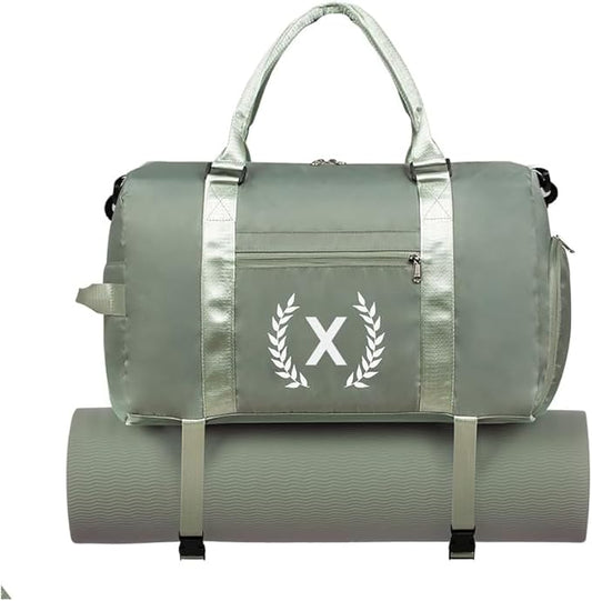 Gym Bag for Women, Personalized Duffle Bag with Shoe Compartment for Yoga & Dance with Wet Pocket and Mat Strap.