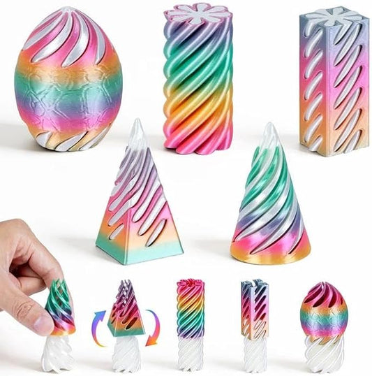 5 Pack Impossible Cone, Spiral Cone Passthrough Sculpture 3D Printed Fidget Toys, 3D Printed Pyramid Fidget Toys for Kids Adults - Stress Relief Desk Toy, Impossible Spiral Decoration for Desk (5)