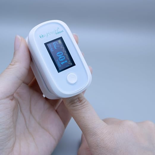 Bluetooth Fingertip Pulse Oximeter - Measures Oxygen Level, Pulse Rate & Respiration Rate - Compatible with Mobile App - Audio Alarm - Battery Life Up to 24hrs of Use