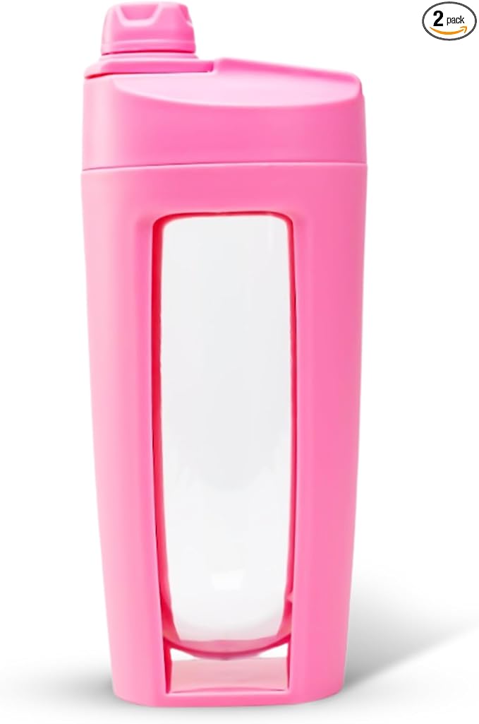 Odor-Free Fitness Bottle with Screw Lid – Round Shape, Leakproof, Eco-Friendly, Reusable Protein Shaker & Smoothie Bottle – Black, Blue, Pink, Beige, White, Purple (Pink, Pack Of 1)