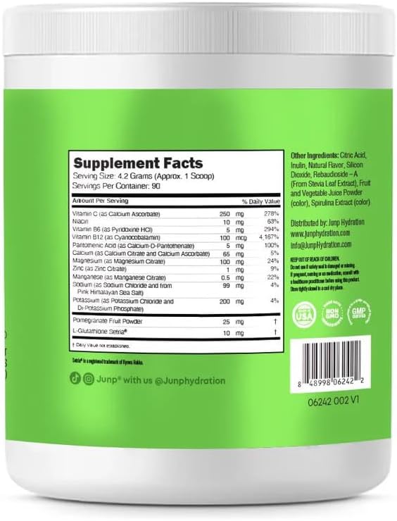 JUNP Electrolytes Powder No Sugar No Carbs – Mouthwatering Green Apple Drink Mix - Potassium & Salt Electrolyte Hydration Powder Zero Calorie Sugar Free Electrolyte Powder, Keto Friendly, 180 Servings