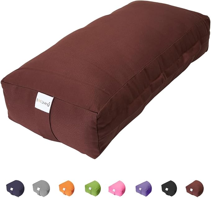 Sol Living Yoga Bolster Pillow Rectangular Meditation Cushion Cotton Meditation Accessories for Restorative Yoga Meditation Pillow Yoga Pillow Firm Body Pillow Bolster Pillow for Legs Removable Cover