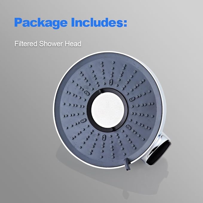 Filtered Shower Head 8 Inch - High Pressure Fixed Rain Showerhead with 18-Stage Filter for Hard Water Softener - Reduces Chlorine and Heavy Metals (Chrome）
