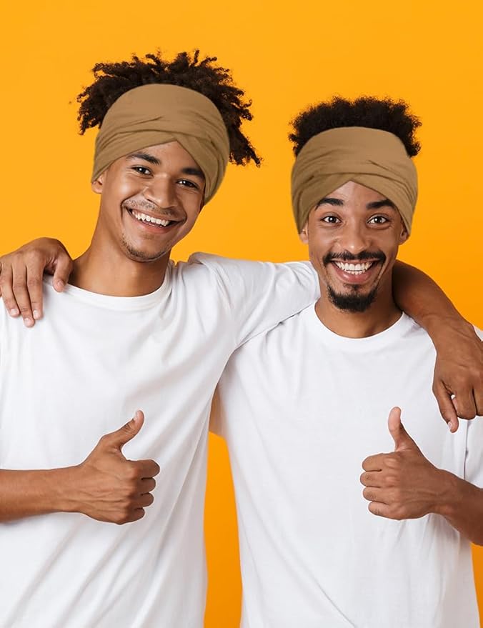 Satin Lined Open Turban Headband Mens Sweatband Sports Headband for Running,Cycling,Basketball,Yoga,Fitness Workout Stretchy Unisex Hairband