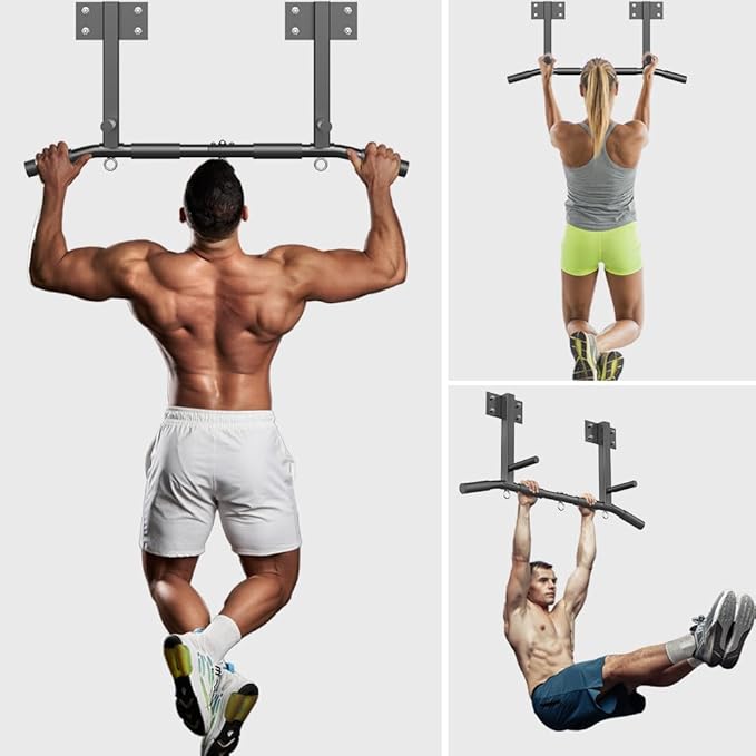 Wall Mount Pull Up Bar, Joist Mount Pull Up Bar, Beam and Rafter Mounted Chin Up Bar for Home Gym With Wood Mount and Wall Mount Screws
