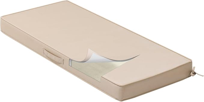 Crestlive Products Outdoor Bench Cushion 42 x 18 Inch, Waterproof Patio Bench Cushions for Outdoor Furniture, Porch Swing Replacement Pad with 30D Foam, Adjustable Straps and Portable Handle, Beige