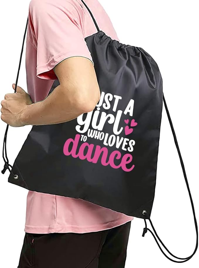 Haizct Just a Girl Who Loves to Backpack, Unisex Drawstring Backpack Bag for Gym Shopping Sport Yoga Dance Rehearsal, Great Gift for Ballet Dancer Actor Actress