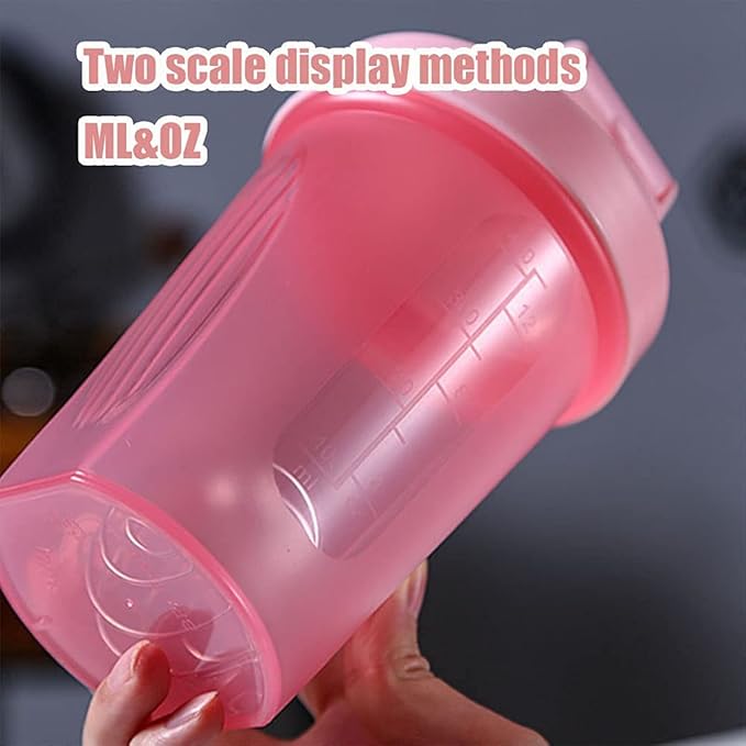 Shaker Bottle Blender w. Classic Loop Top & Stainless Whisk Ball-Perfect for Protein Shakes and Pre Workout (16 Oz-400ML, Pink/Pink Cup)