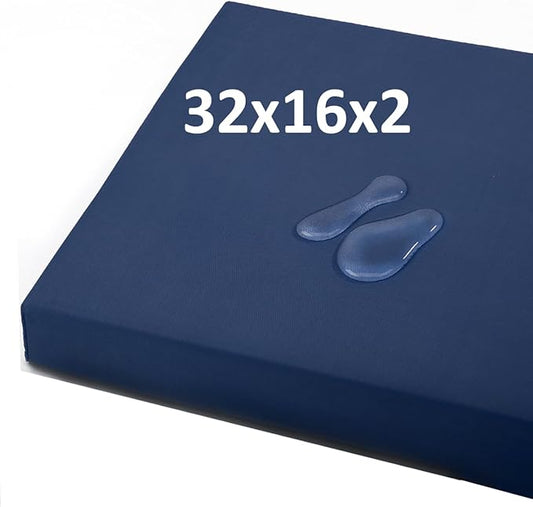 32x16x2 Outdoor Bench Cushion, Strengthen Waterproof Seat Cushions, High-Density Bench Pad with Anti-Slip Bottom, Outdoor Cushion for Patio Garden Swing Furniture - Midnight Blue