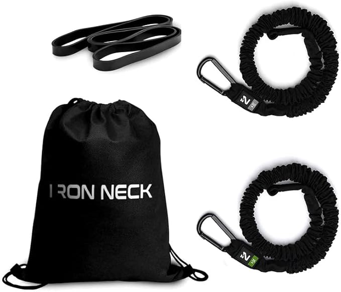 Iron Neck Resistance Band, Durable Exercise Band with Steel Carabiners for Neck Training, Strength Workouts, Stretching, and Rehab