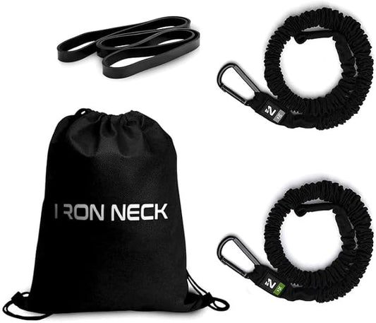 Iron Neck Resistance Band, Durable Exercise Band with Steel Carabiners for Neck Training, Strength Workouts, Stretching, and Rehab