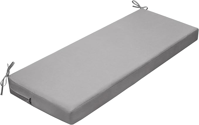 idee-home Outdoor Bench Cushion Waterproof, Bench Cushions for Outdoor Furniture, Patio Porch Swing Replacement Seat Pad with Ties for Garden Backyard, 42 x 18 Inch Grey