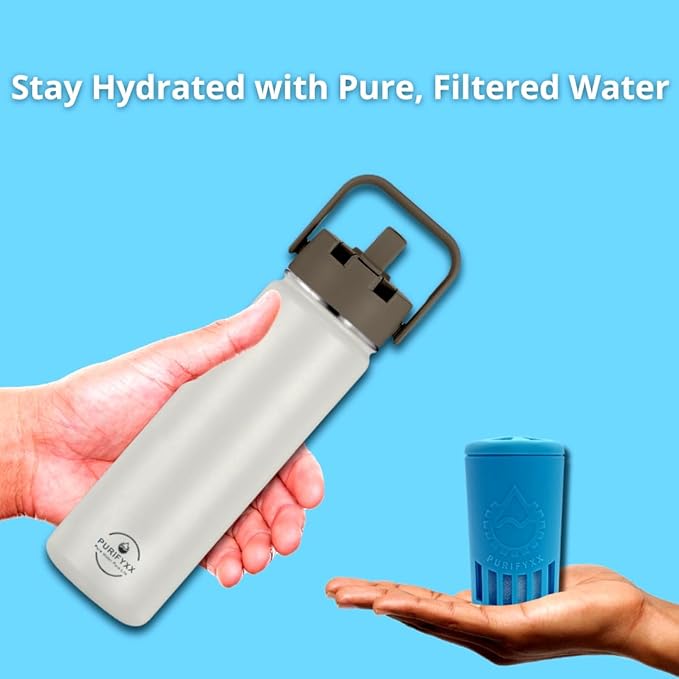 HydroBottle | Stainless Steel Filtered Water Bottle, 24 oz | BPA-Free, Removes Lead, Chlorine, Arsenic, VOCs | Filter Lasts 3 Months, Replaces 568 Plastic Bottles (Foam)