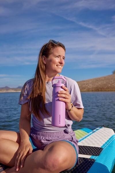 Stanley IceFlow Flip Straw 2.0 Water Bottle 24 OZ | Built-In Straw with Larger Opening | Lightweight & Leak-Resistant | Insulated Stainless Steel | BPA-Free | Black 2.0