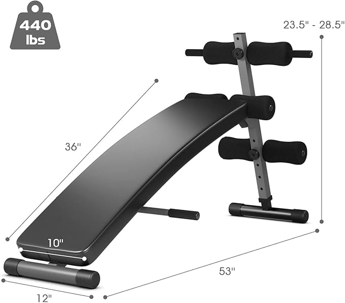 GYMAX Sit Up Bench, 440lbs Adjustable Incline Sit up Bench for Abs, Utility Workout Training Slant Bench for Home Gym, Multifunctional Exercise Fitness Equipment for Strength Training, Crunch Board Ab Bench
