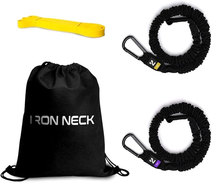 Iron Neck Resistance Band, Durable Exercise Band with Steel Carabiners for Neck Training, Strength Workouts, Stretching, and Rehab
