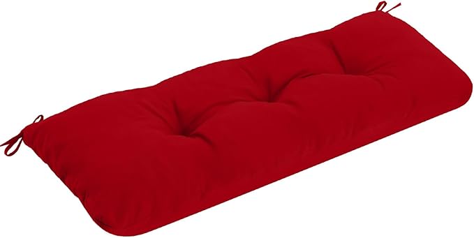 Outdoor Bench Cushion Waterproof, Tufted Bench Seat Cushion 36 x 15 Inch, Patio Wicker Indoor Seat Pads for Outside Garden Patio Balcony, Red