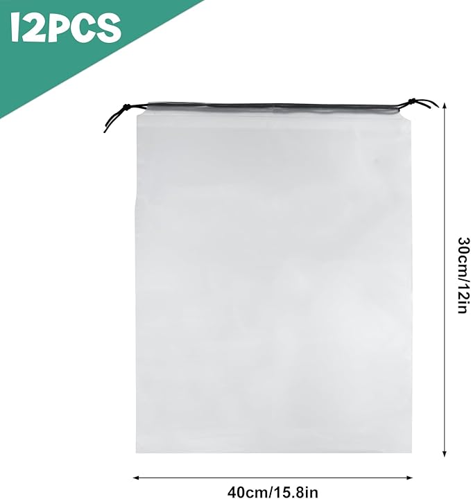 12 Pcs Shoe Bags for Travel，PLULON Clear Drawstring Travel Shoe Bags for Packing Waterproof Dustproof Shoes Organizer Pouch Travel Accessories Shoe Storage Bag for Women Men Portable Travel Essentials