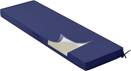 Crestlive Outdoor Bench Cushion 59 x 18 Inch, Waterproof Patio Furniture Cushions, Fade-Resistant Porch Swing Replacement Pad, Adjustable Straps and Handle, Navy