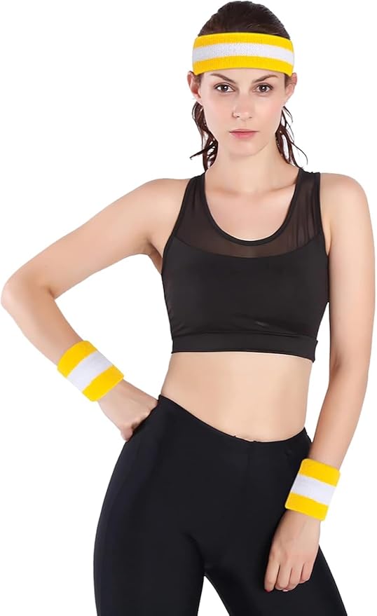 ONUPGO Sweatband Headbands for Men & Women -12PCS Sports Headbands Moisture Wicking Athletic Cotton Terry Cloth Headband for Tennis,Basketball,Football,Gym,Working Out