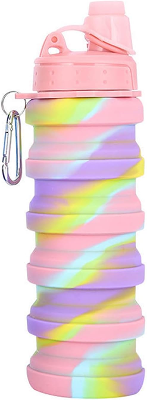 Collapsible Water Bottles Travel water bottle Sports Portable Sport Water Bottle Reusable Water Bottles comes with mountaineering Buckle 500ml silicone Water-proof camping water bottle