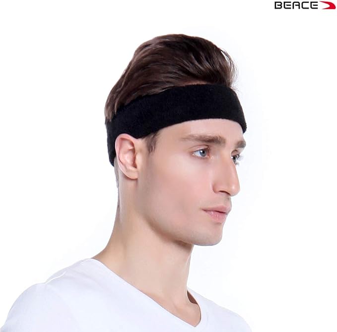 BEACE Sweatbands Sports Headband for Men & Women - 6PCS Moisture Wicking Athletic Cotton Terry Cloth Sweatband for Tennis, Basketball, Running, Gym, Working Out