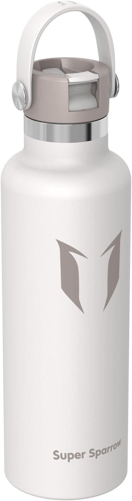 Super Sparrow Insulated Water Bottle - 17 Oz / 25 Oz / 32 Oz - Standard Mouth FlipFlow Flask - BPA Free, Leak Proof Drink Bottle- Ergonomic Straw Water Bottles for Work, Gym, Travel, Sports