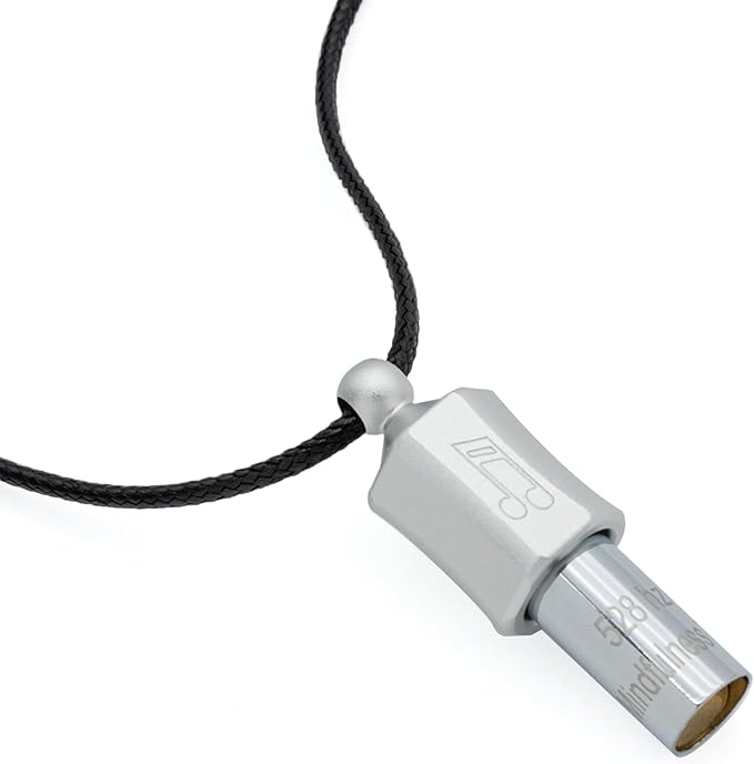 Anxiety Necklace 528 Hz Breathing Meditation Whistle Mindfulness Device for Stress Relief Calm Meditation Adjusting Breathing Anxiety Relief Necklace, Stress Relief Gift for Men Women-Silver