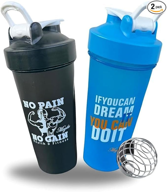 Blender Shaker Bottles for Protein, 28oz Portable Leakproof Pre-Workout Nutrition Water Bottle, BPA-Free Gym Protein Shaker for Sports & Outdoor Motivational Protein Shaker (Blue/Black)
