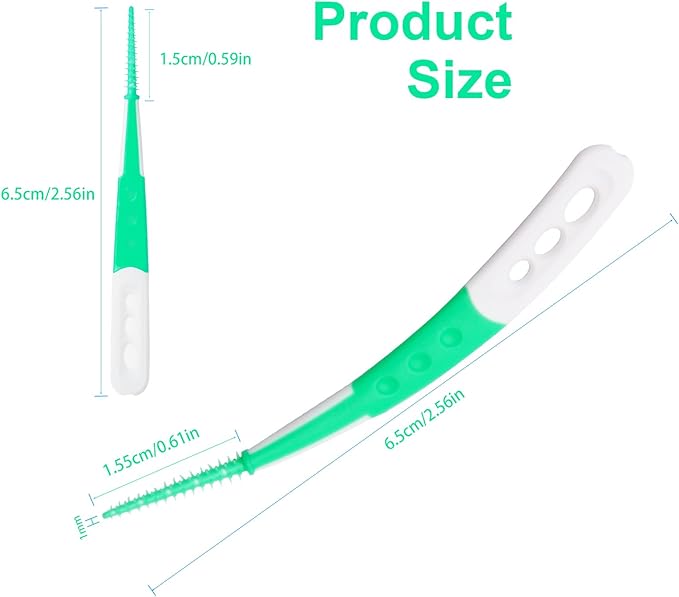 Dental Floss Picks with Soft Rubber Brush Heads, Straight and Curved Brush Head Design, 288 Count,Green