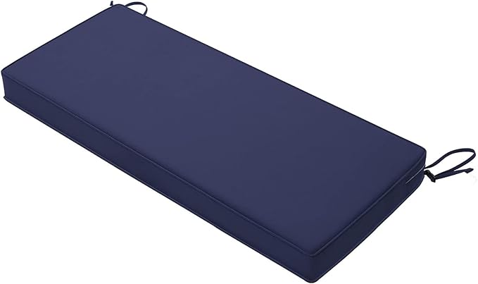Favoyard Outdoor Bench Cushion 45 x 18 Inch Waterproof Patio Furniture Cushions 3-Year Color Fastness Garden Sofa Settee Couch Swing Pads with Handle and Adjustable Straps, Blue