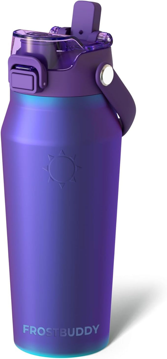 Frost Buddy 16oz Insulated Water Bottle with Straw & Chug Lid | Leak-Proof Stainless Steel | 24-Hours Cold | Sweat-Proof, Cup Holder Friendly | Ideal for Gym, Travel, Sports & Everyday Hydration