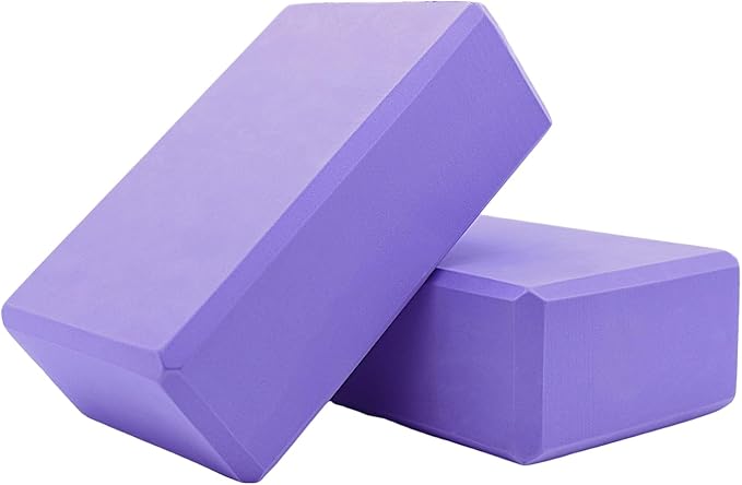 Yoga Blocks 2 Pack, Supportive Latex-Free Eva Foam Soft Non-Slip Blocks with Beveled Edges for Yoga, Pilates, Meditation - Yoga Accessories for Stability, Balance, Deepen Stretches