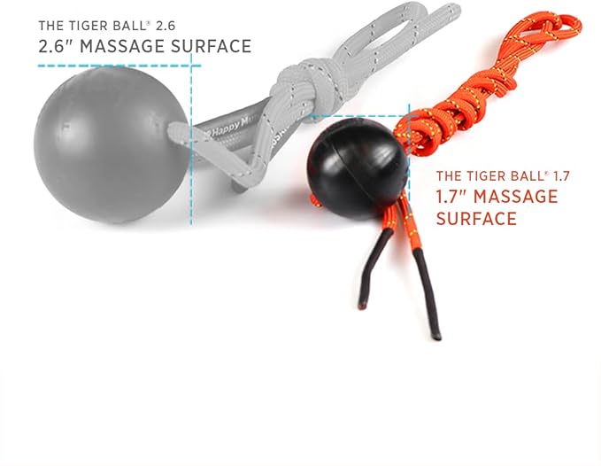 Tiger Tail Tiger Ball 1.7 Foam Roller Ball + 50”+ Corded Rope – Deep Tissue Massage Ball: Feet, Legs, Neck, Back – Trigger Point Massage Therapy – Relieve Muscle Soreness – Muscle Recovery