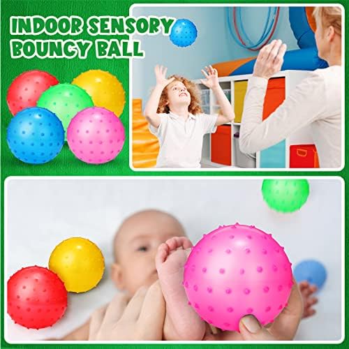 Jerify Knobby Balls 4.72" Bouncy Spiky Sensory Ball Bulk Soft Inflatable Massage Stress Plastic Toy for School Party Outdoor Indoor