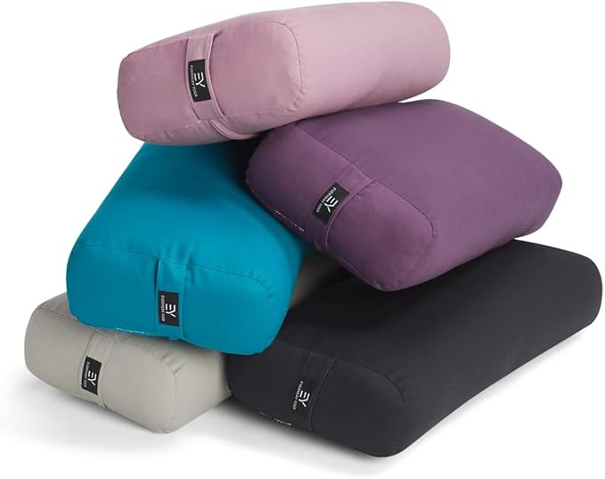 Everyday Yoga Premium Bolster, Meditation Pillow, Super Soft & Lightweight with Carry Handle - Firm Support for Restorative Yoga, Multi-color